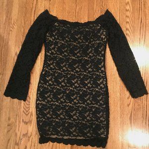 Lace Bodycon Long Sleeve Off the Shoulder Dress